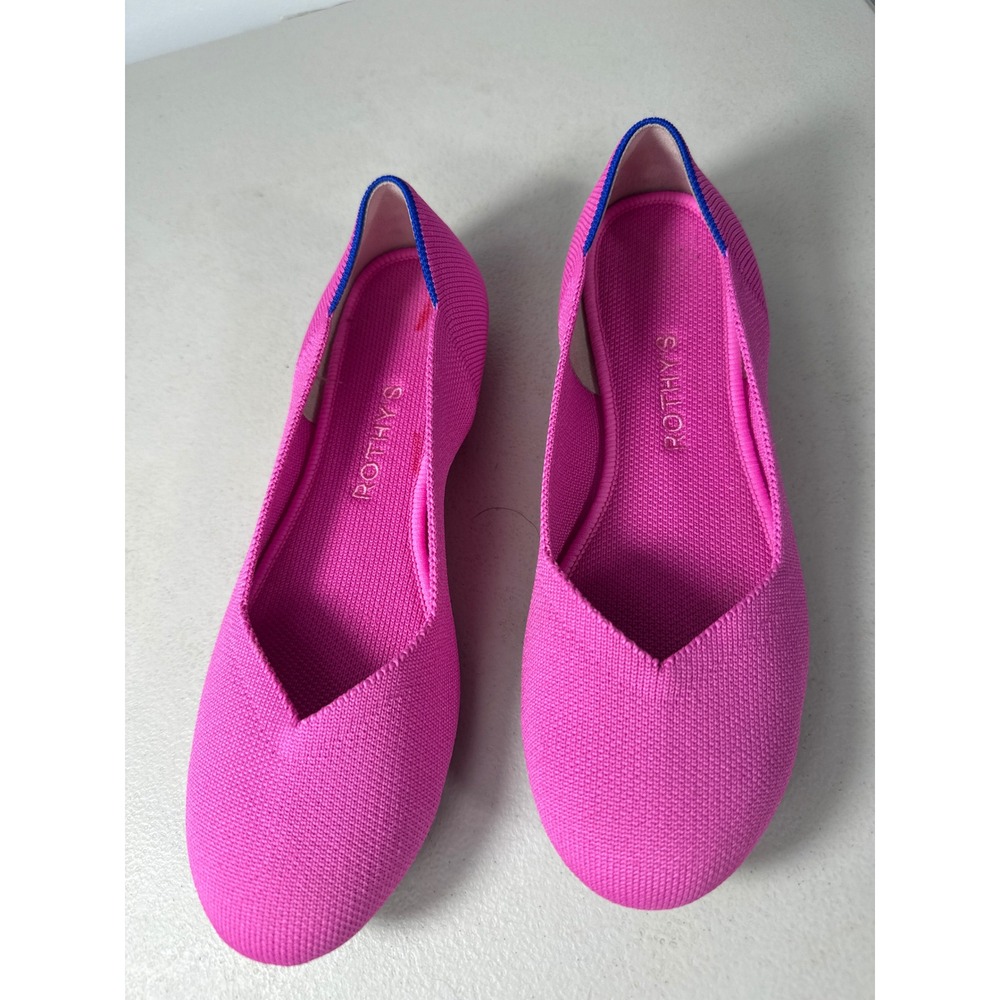 Rothys The Point Dragon Fruit Pink Pointed Toe Flats Tortoise Shell Sole Sz 7.5